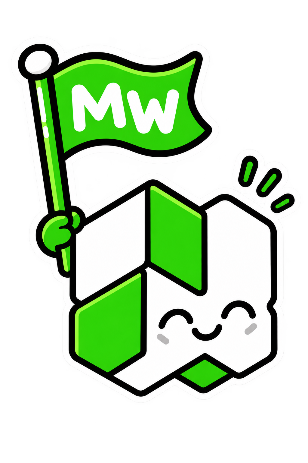 MakerWorld character holding a green flag